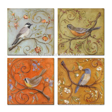 Home Decor Canvas Wall Art/Sing Bird Canvas Print/4 Panel Flower Canvas Painting